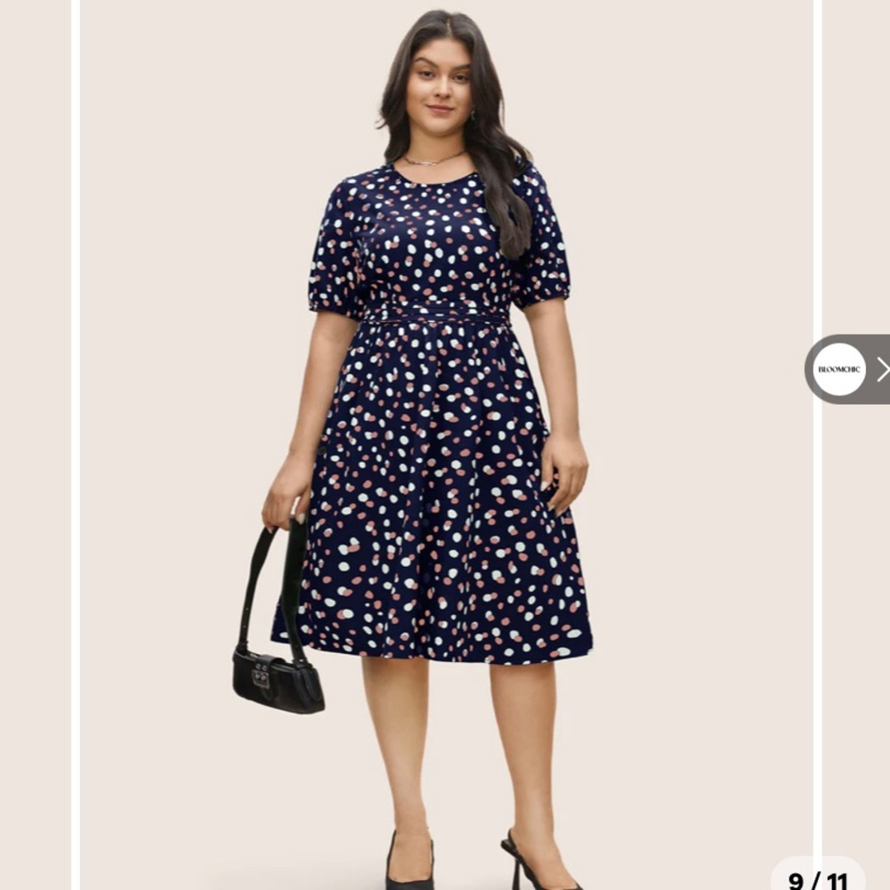 BloomChic Pleated Lantern Sleeve Dress